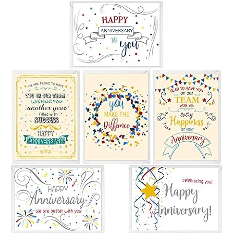 Pajean 36 Sets Work Anniversary Cards Birthday Employee Appreciation with Envelopes, Business Card Coworker Greeting Gifts(Anniversary Card) Cover
