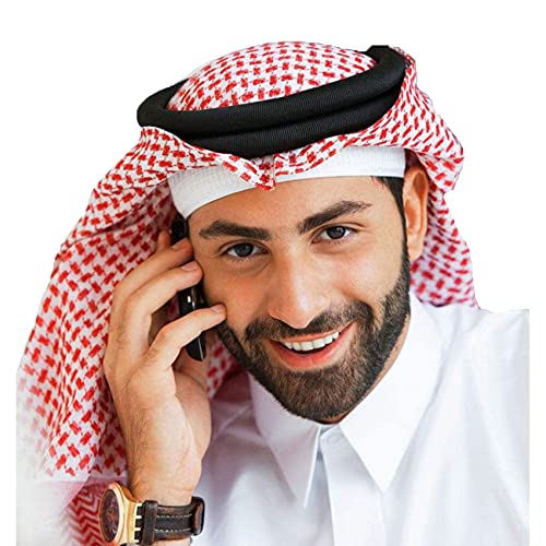 Image of PURFUN Men's Large Arab Shemagh Headscarf Muslim Headcover Shawl Keffiyeh Arabic Scarf