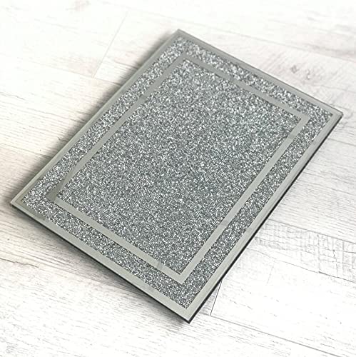 Silver Chopping Board Filled with Crushed Diamond Crystal Serving Platter Bread Board Heat Resistant Glass Tableware Place mat