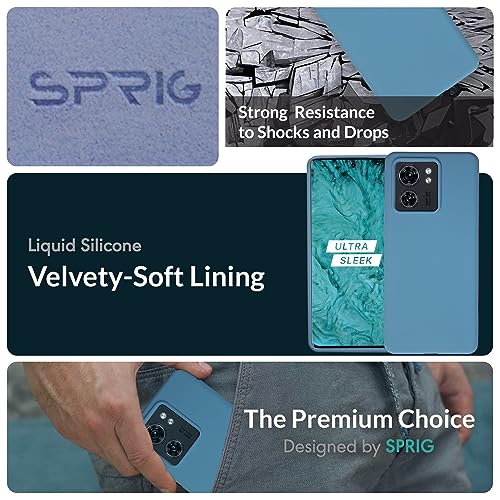Image of SPRIG Compatible with Moto Edge 40 Premium SilkTone (Liquid Silicone) Back Cover Drop Tested Shock Proof Mobile Case for Men, Women, Boys and Girls with Camera Protection (Denim Blue)