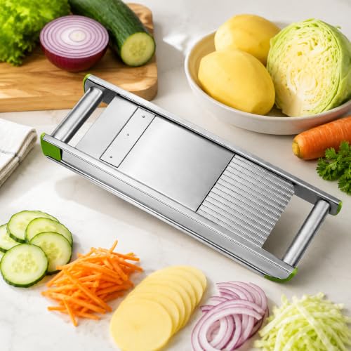 Image of Stainless Steel Vegetable Cutter & Slicer | Heavy-Duty Manual Slicer for Potato, Onion, Cabbage & Kitchen Use | Durable Commercial-Grade Vegetable Chopper with Sharp Blades
