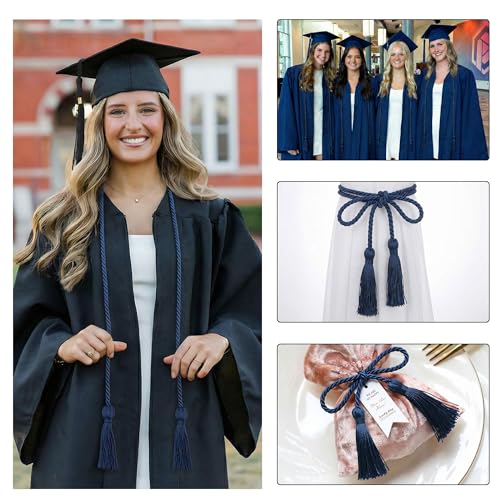 Image of GraduationMall Double Graduation Honor Cords Navy Blue 68 inch