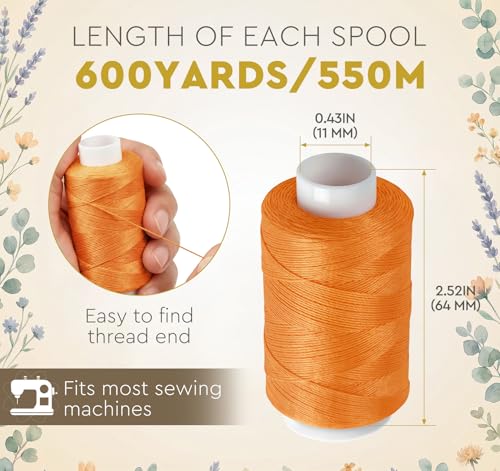 Kit de hilos de coser ilauke, 600 yardas, 6 colores con aguja miniatura 2