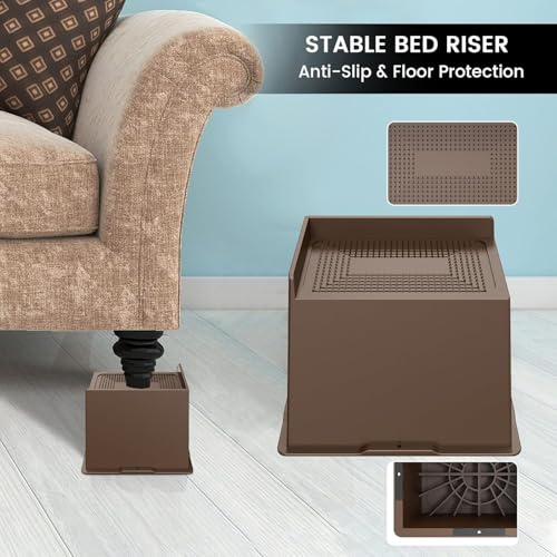 Elevadores de cama de 15 cm de alta resistencia color marrón 4