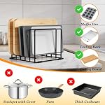 Baking Sheet Organizer Rack – 5-Slot Bakeware & Cookie Tray Holder for Kitchen Cabinet or Countertop, Stainless Steel Cutting Board Rack with Rust-Resistant Frame & Anti-Slip Feet - Image 3