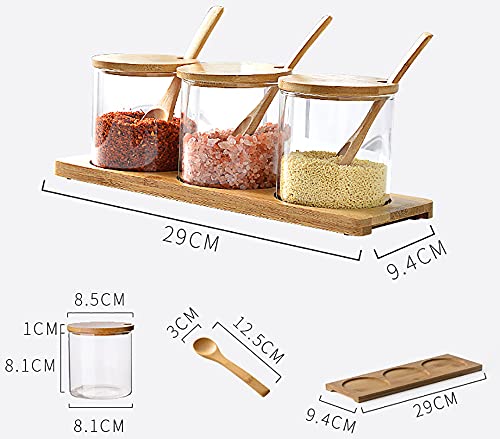 Lawei Set Of 3 Condiment Jar With Lids And Spoons - Glass Sugar Bowls Sugar Salt Container Set For Sugar Serving Spice Salt #TOP1