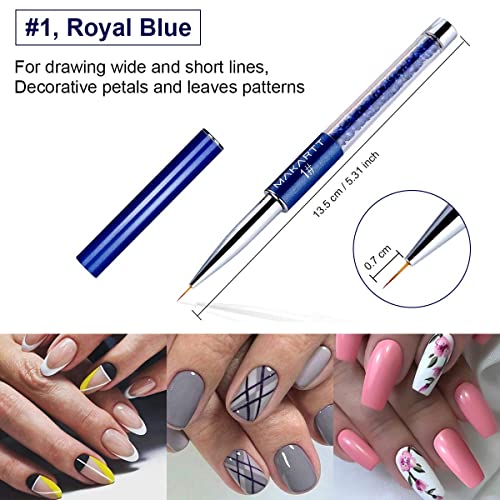 Makartt 3Pcs Nail Art Liner Brush Acrylic Nail Brush Gel Nail Painting Brush Pen Set Bundle Nail Liner Gel Polish Set 6 Glitter Colors Nails Liner Gel Paint For Nail Art Painting Soak Off Uv Liner Gel #TOP2