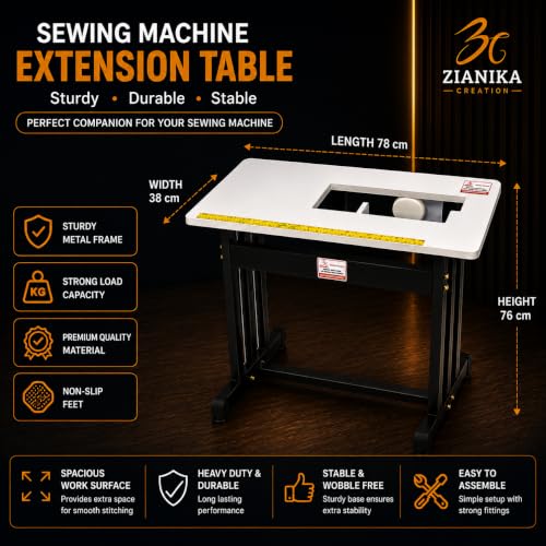 Image of Extension Table Top with Stand for Sewing Machines | Laminated Top with Custom Branding | Compatible with Usha Janome Dream Maker