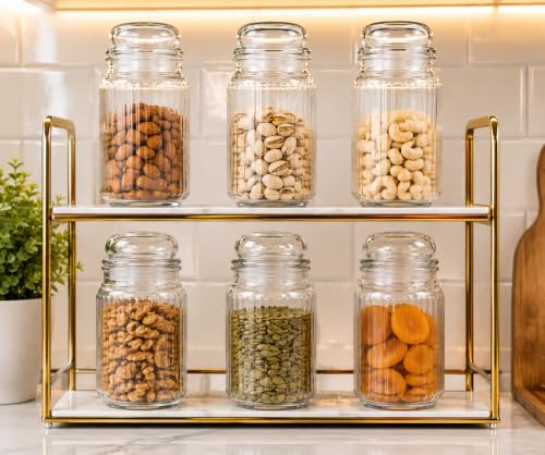 Image of Glass Jar with Lid 750ml (Pack of 6) | Glass Container for Spices, Honey, Salt, Dry Fruits, Tea, Coffee, Sugar & Kitchen Essentials