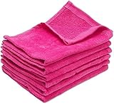2 Pack Fingertip Kitchen Towels, Terry Velour Cotton, 11"x18", Hemmed Small Hand Face Towels (Hot Pi