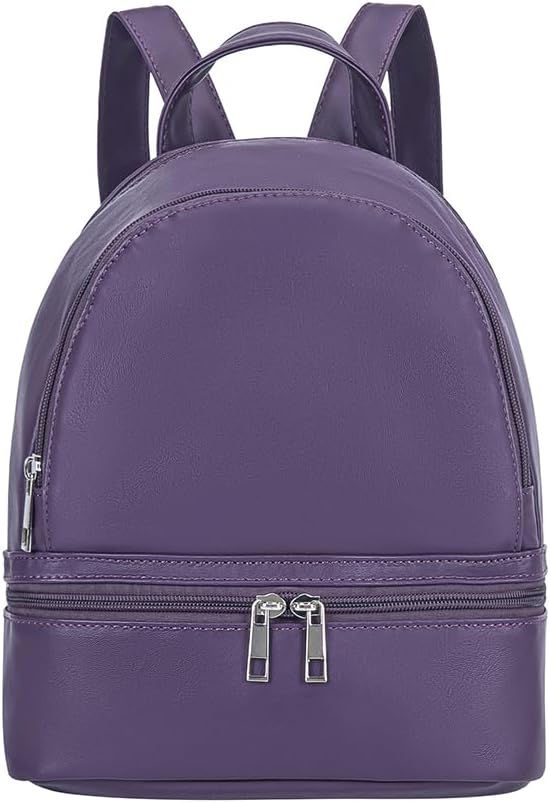 YiXiamo Cute Fashion Mini Backpack Leather for Women (Dark Purple)