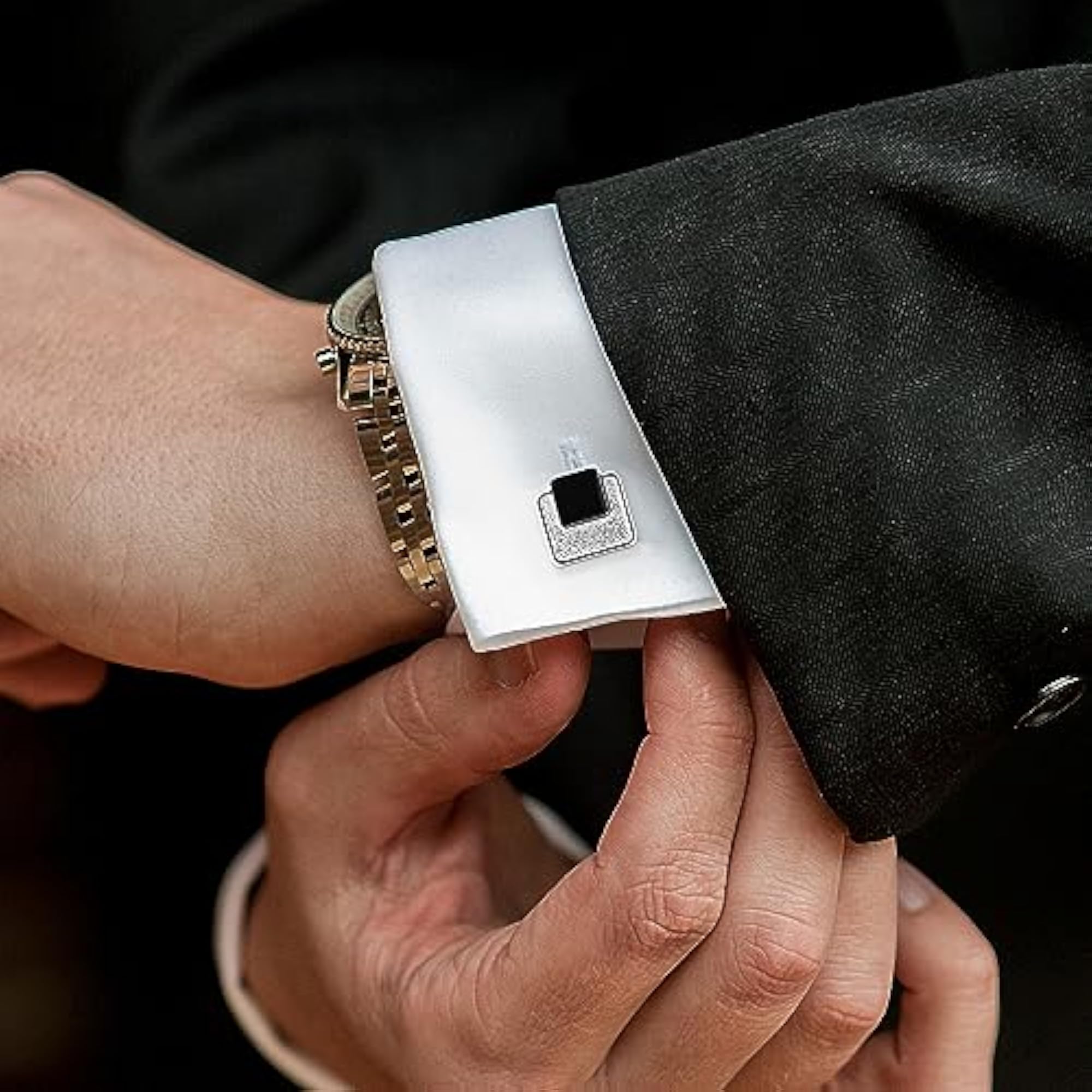 Men's Enamel Black Cufflinks, Classic Gift in Box