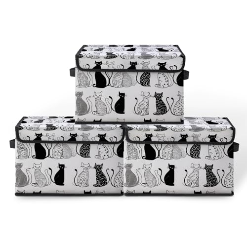 Image of Stackable Storage Bins with Lids,Closet Organizers Fabric Box for Home and Office,Blanket Clothes Organizers,Under Bed Storage Containers 3 Pack