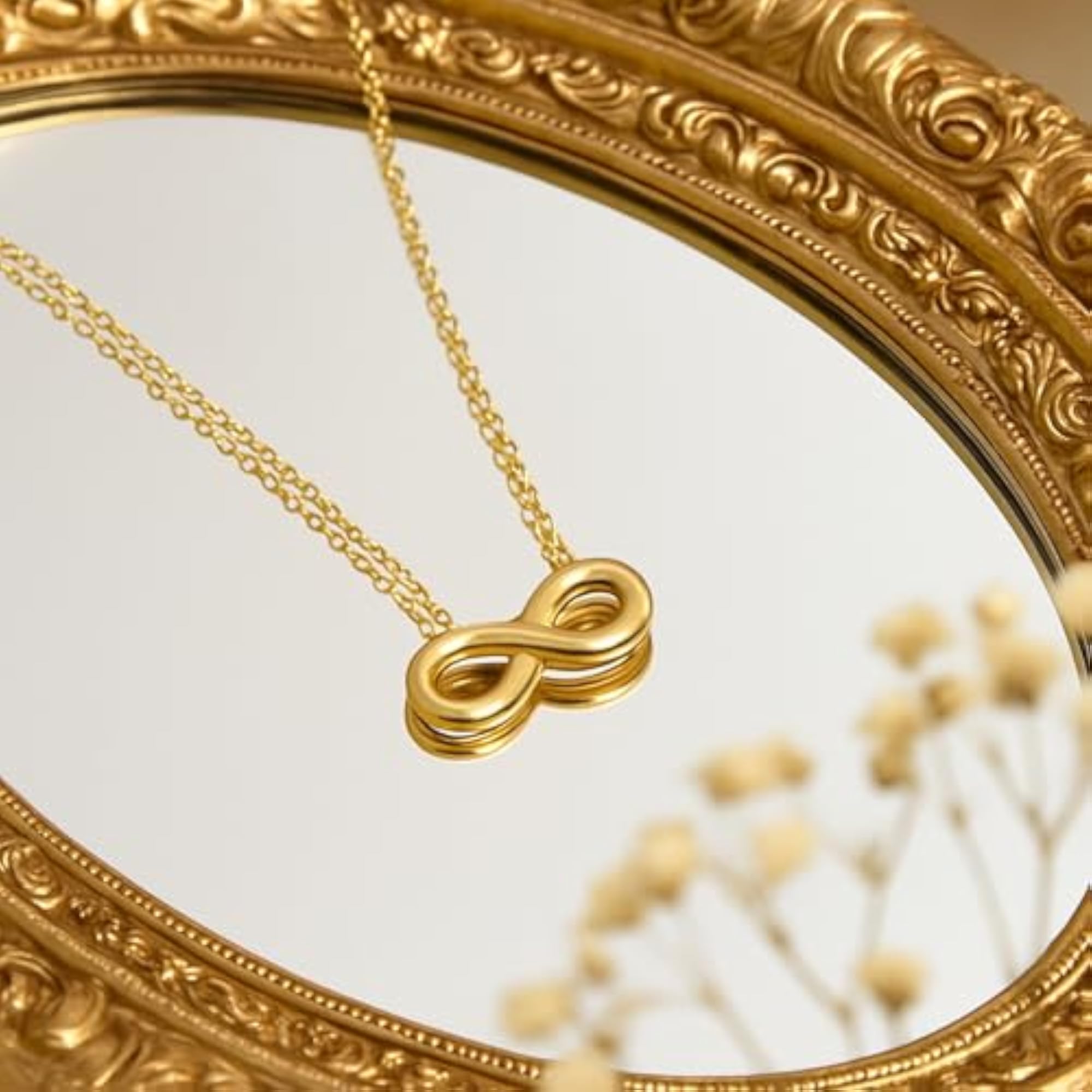 Anti Tarnish Infinity Pendant Necklace with Adjustable Chain