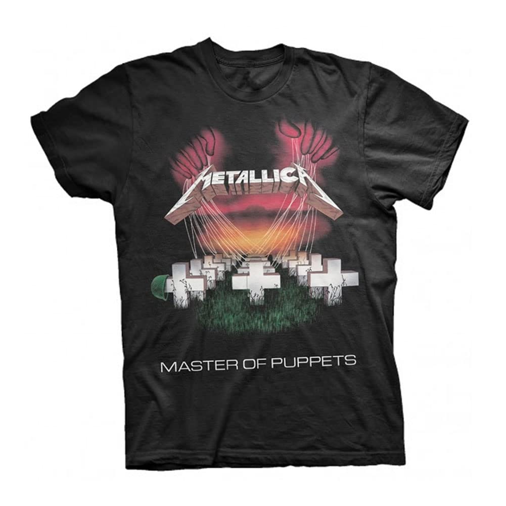 Metallica Men's Black (Black Black) T-Shirt # Xxl Unisex Black # Master Of Puppets European Tour '86.