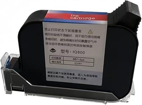 IQ800-N-BL IQ800 Quick Fast Dry Eco Solvent 12.7mm Handheld Online Inkjet Printer Ink Cartridge, Compatible for HP IQ8001 Invisible