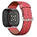 CJBROES Replacement Leather Watch Band, Compatible with Fitbit Versa 3 and Fitbit Sense of Wristband Bracelet Accessory - Winter Christmas