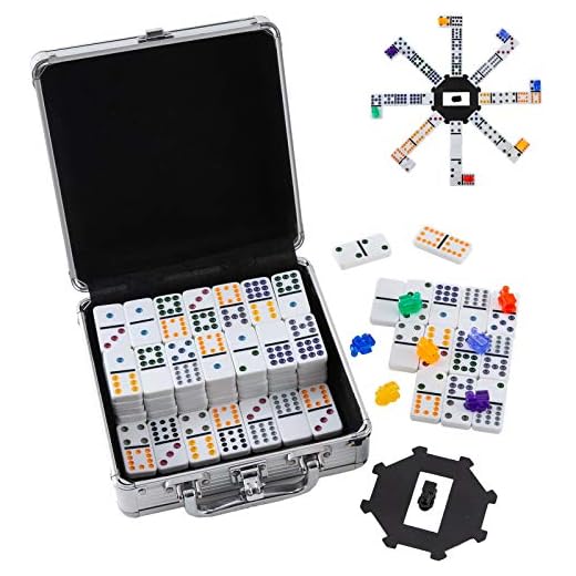 Homwom Double 12 Dominoes Set - Mexican Train Dominoes Double 12 Color Dot Dominoes with Aluminum Case