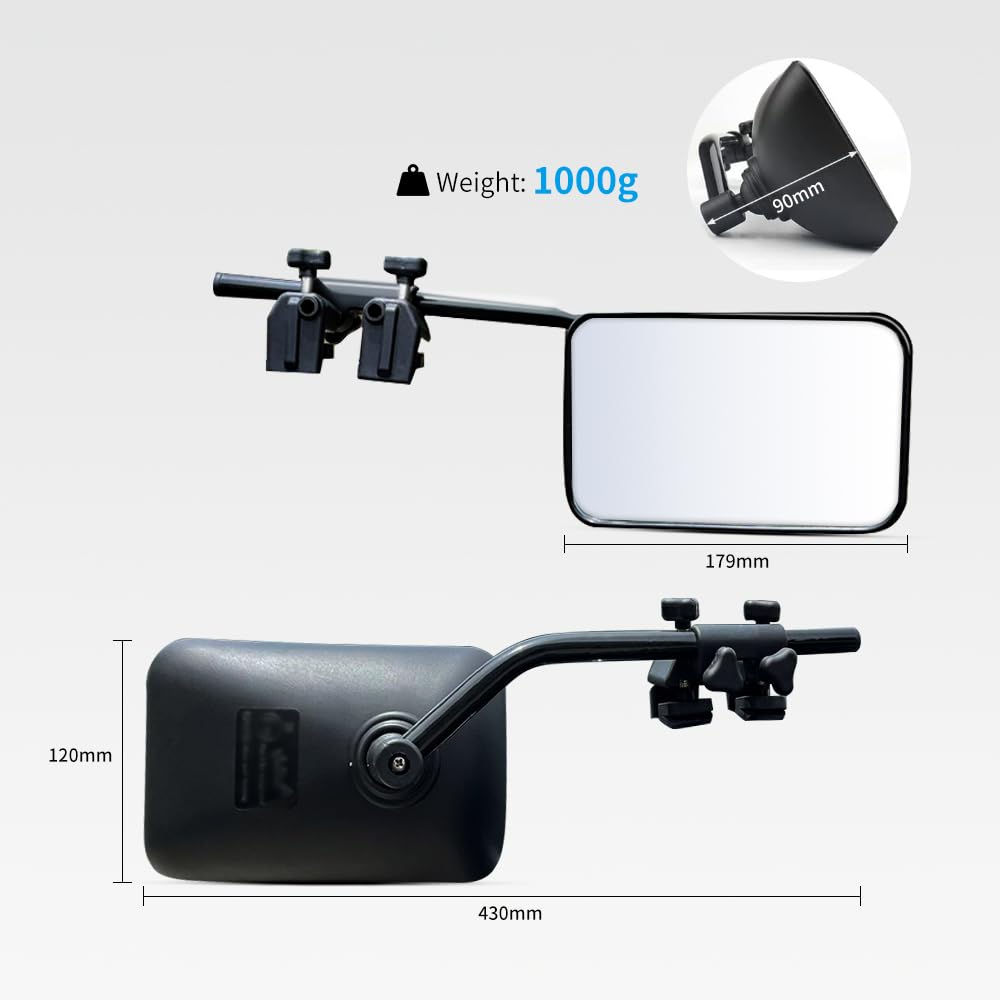 Riloer 2pcs Rétroviseurs extérieurs pour camping-car, Rétroviseurs de Remorquage Retroviseur Caravane Voiture Miroir Additionnel Auxiliaire universels à angle réglable pour camion SUV remorque RV