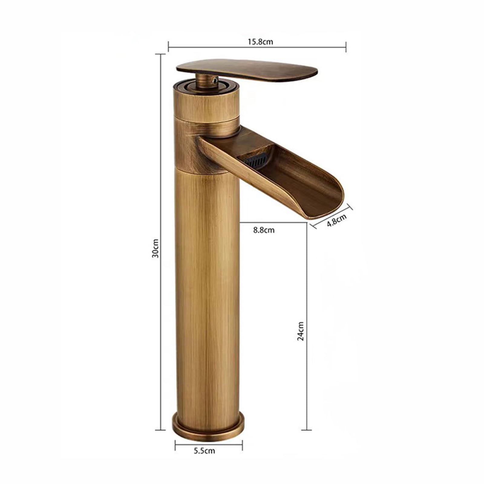 Elegante grifo de cascada de latón – Grifo mezclador retro para exteriores, caliente y frío, monomando para fregadero de jardín, accesorio de agua duradero para uso doméstico y jardín