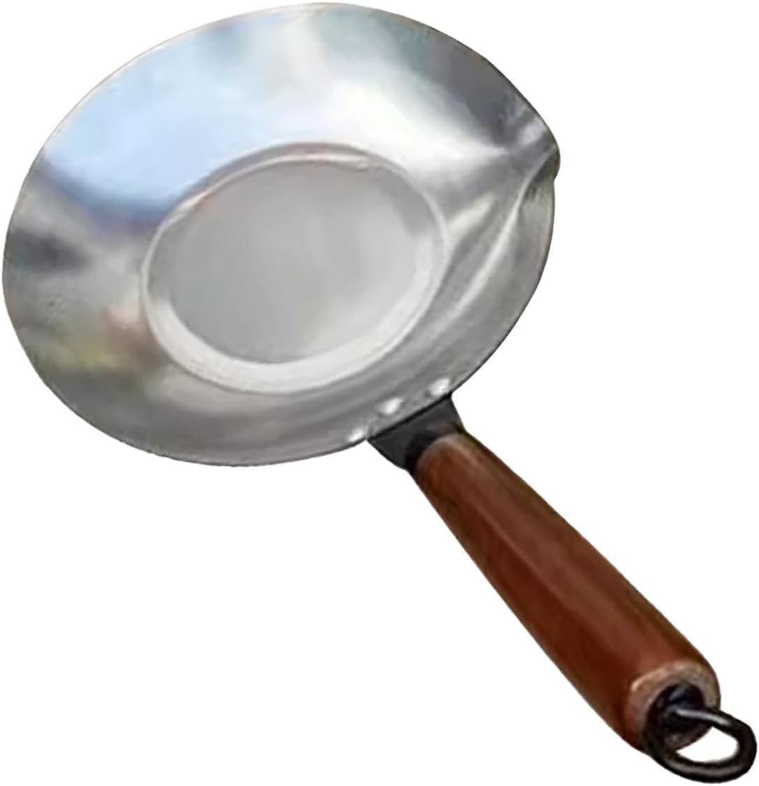 Sugar Pan Melting Pan with Wooden Handle 9.06x1.97inch Stainless Steel Sugar Dipping Pot for Cheese Chocolate Candy Commercial Use