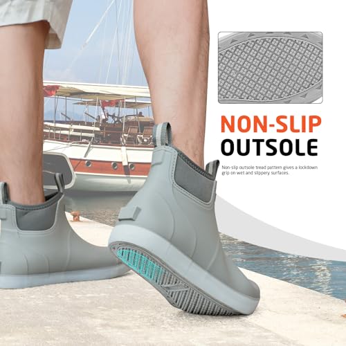 RIUETAR Botas masculinas com forro felpudo, botas de pesca de borracha no tornozelo para homens, bot