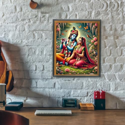 Image of Whattacraft! DIY Acrylic Paint By Number Kit For Adults Kids Beginner Number Painting Kit DIY Canvas Painting By Number Wall Decoration DIY Painting Kit,Krishna Color By Numbers (WAC1-109),Multicolour