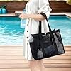 Sac de plage - Piscine - Sac de courses en maille - Grand sac pliable réutilisable avec grand sac de plage en maille de capacité avec fermeture éclair - Paquet femme à bagages pour pique-nique en #3