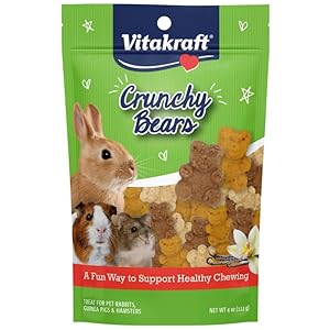 Vitakraft Crunchy Bears Small Animal Treat – Made with Real Vegetables – for Rabbits, Guinea Pigs, and Hamsters, Brown, 4.00 Ounce (Pack of 1)
