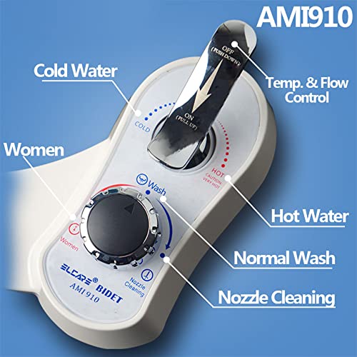 Elcare Bidet Ami910 - Self Cleaning Dual Nozzles(Frontal & Rear Wash)- Hot And Cold Water Bidet Attachment For Toilet - Non-Electric Mechanical Bidet Toilet Attachment #TOP1