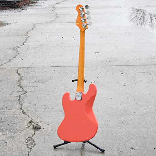 JB Electric Bass Guitar - Coral, Basswood Body, Maple Neck & Rosewood Fingerboard