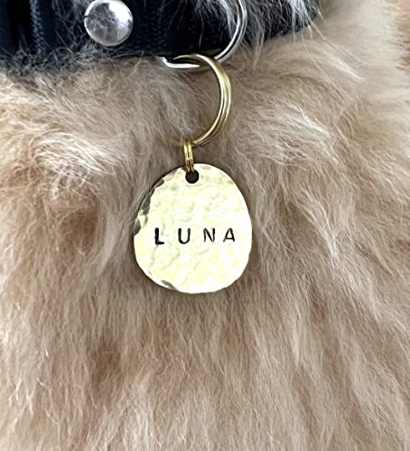 Generic Brass Organic Shaped Hand Stamped Coin Personalized Pet Id Tags, Dog thumb #1