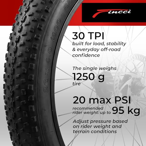 Fincci Pair 26×4.0 Fat Bike Tires – Foldable 26 inch Bike