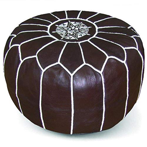 Moroccan Pouf, Chocolate, 20-Inch by 13-Inch