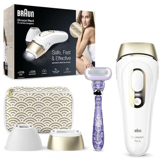 Braun Silk-expert Pro 5 Epilatore Luce Pulsata, Alternativa al Laser, Rasoio e Custodia da Viaggio inclusi, Idea Regalo, PL5137 Bianco e Oro