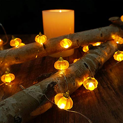 Bohon Halloween Lights 3D Jack-O-Lantern 10Ft 30 Leds Pumpkin String Lights Battery Powered Orange Lights For Halloween Party Indoor Fall Outdoor Harvest Thanksgiving Decorations #TOP2