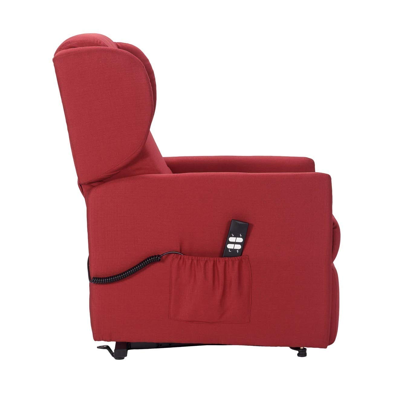 POLTRONE ITALIA Angela 2 Moteurs Fauteuil releveur Relax Dispositif Médical système de Roue Doux siège à Micro-Ressorts résistant aux Taches fauteuils inclinables Bleu Denim
