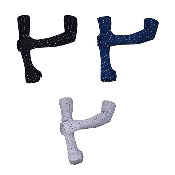 Glovium Unisex cotton Arm Glove for Summer and Sun protection full hand long gloves for bike riding men and women washable and reusable 26 inches (Pack of 3)