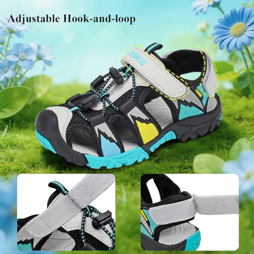 Image of JMFCHI Boys Girls Kids Closed Toe Sports Sandals Summer Water Shoes | Little /Big Kid,Comfortable lightweight,Non-slip soft sole,Hook-and-loop closure,Easy wear,Anti-collision toe,Daily casual