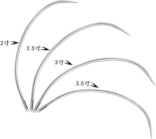 Miniatura 2 de SaiDian 2 juegos de agujas de coser curvadas de cuero de 2 pulgadas, 2.5 pulgadas, 3 pulgadas, 3.5 pulgadas, agujas tipo C para alfombras, cuero,