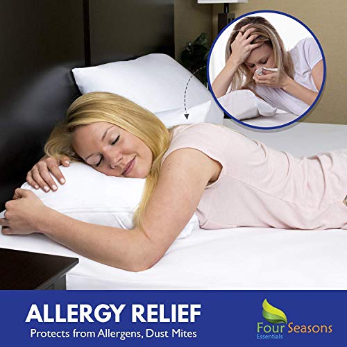 Bundle - 3 Items: Full Size Zippered Mattress Protector + Full Size Box Spring Encasement + Standard Waterproof Pillow Protectors (2Pc) #TOP4