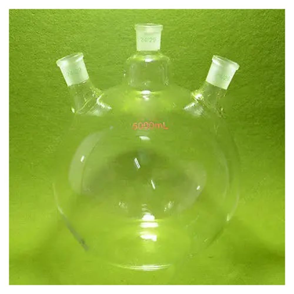 Ballon de laboratoire à fond plat de 5000 ml (5L), à paroi épaisse et à 3 cols, joint 24/29