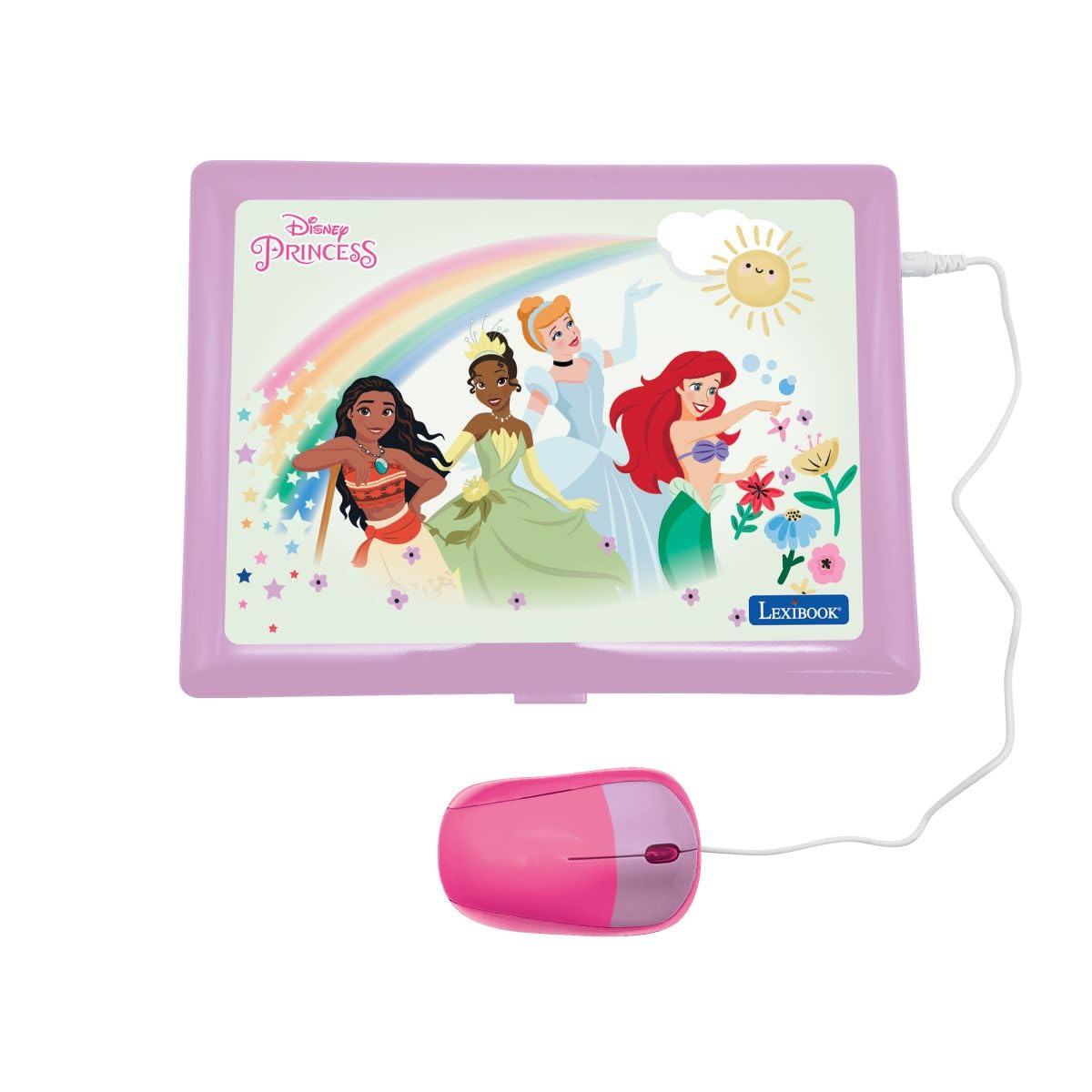Lexibook Ordinateur Portable Éducatif Bilingue Disney Princesses 170 Activités Écran 6.7" Anglais/Français Rose JC599DPi1