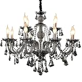 Uboxin Modern Crystal Chandelier Lighting 12-Light, Smoky Gray Luxury Chandelier Ceiling Light Fixtures Hanging Crystal Light for Dining Room Living Room Bedroom(12 Lights)