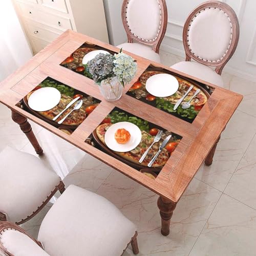 Set de table lavable PVC motif pizza résistant à la chaleur - 3