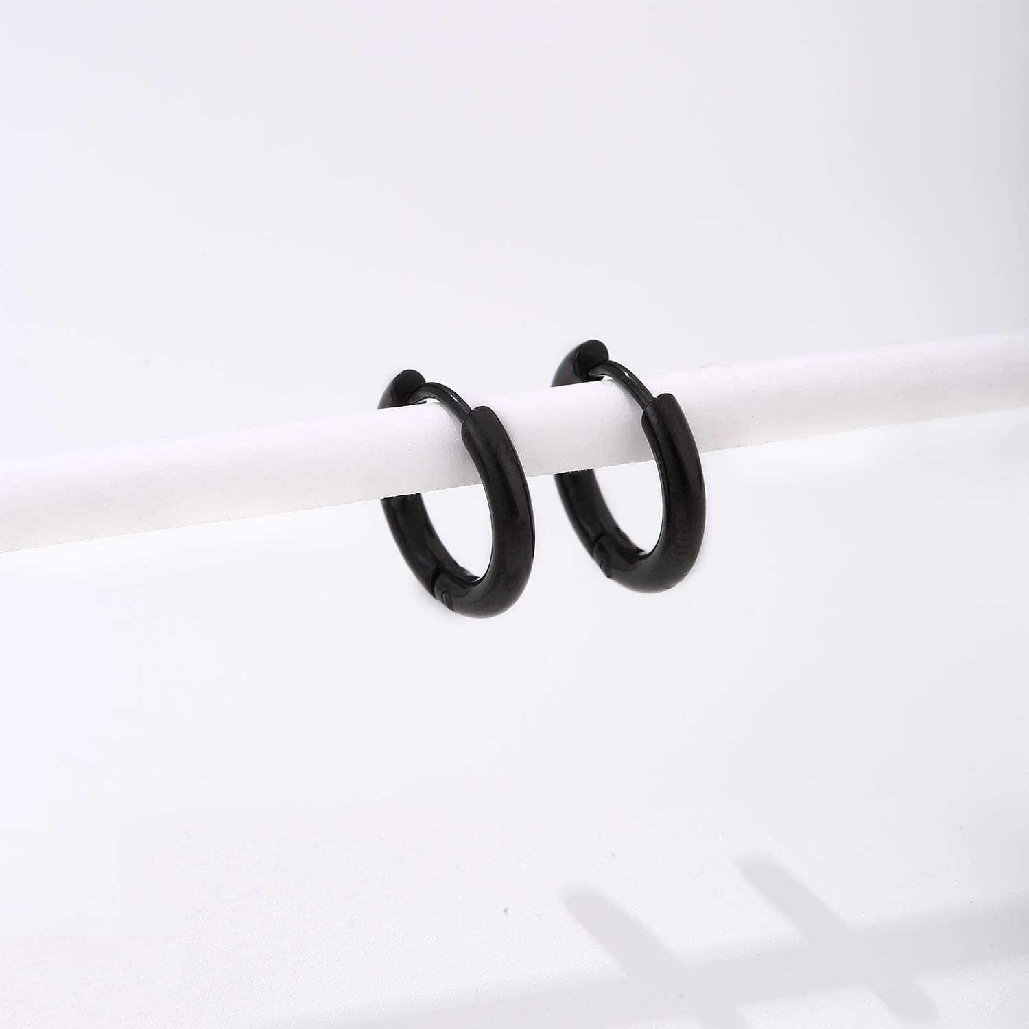 Stainless Steel Hoop Earrings for Men - Hinged Hoop Huggie Piercing Earrings Set For Men Women, Hypoallergenic Lobes Small Round Earrings - Image 3