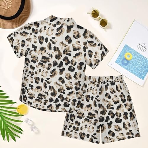 Image of visesunny Funny Boy's 2 Pieces Shirt and Short Set Casual Shirts Short Sleeve Beach Shorts Summer Outfits for 3-10 Years Kids