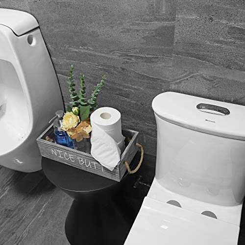Bathroom Decor Box -Toilet Paper Storage - Farmhouse Tissue Box Holder w/16oz Mason Jar Soap Dispenser& Rose Flowers for Home Decor,Vanity Top, Counter,Diaper Organizer,Brown - Thumbnail 7