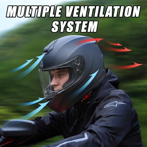 TRIANGLE Motorcycle Helmets Full Face Motorcycle Helmet for Men & Women with Tinted and Clear Visor Meet Dot Approved