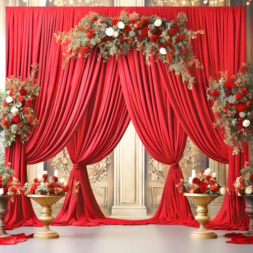 Cortinas Fondo Fotográfico Rojo 5x12 pies 2 Paneles miniatura 4